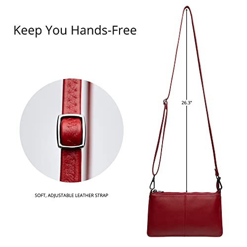 Image of Bveyzi Genuine Leather Wristlet Purses for Women, Envelope Clutch Wallet Small Crossbody Bags for Dressy Evening
