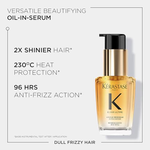Image of Kerastase Elixir Ultime Hair Oil-In-Serum 30ml | 2X Shinier Hair | 96H Anti-Frizz Action | Infused with French Camellia, Marula & Wild Camellia Oils | Travel Size