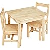 Amazon Basics Kids Solid Wood Table and 2 Chair Set, Natural : Amazon ...