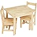Amazon Basics Kids Solid Wood Table and 2 Chairs ,3 Piece Set, 20 x 24 x 21 inches, Natural