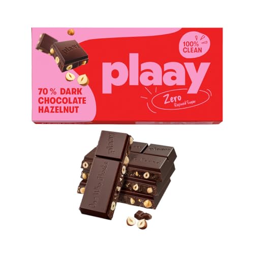 Plaay 70% Dark Chocolate Bar with Hazelnuts High Cocoa Smooth Texture