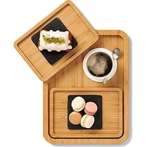 LARHN Bamboo Wooden Serving Tray Set Cover