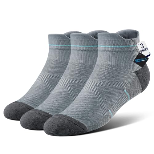 Image of BRISIRA Coolmax Bamboo Viscose Women Compression Running Ankle Socks No Show Athletic Wicking Thick Cushioned Arch Support