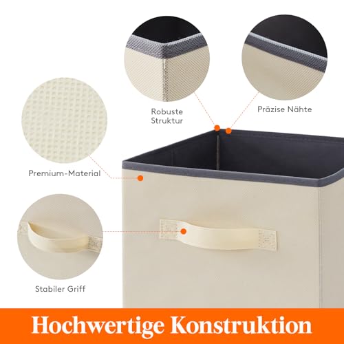 Lifewit Aufbewahrungsbox 8 Stück, Kleiderschrank Organizer, Faltbare Körbe Aufbewahrung, Ordnungsboxen mit Griffen, Storage Boxes für Kleidung, Handtücher, Bücher, Regalkörbe 33 x 33 x 33 cm,36L,Khaki