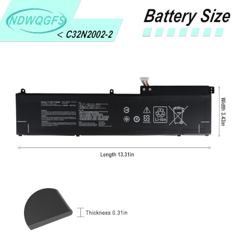 Image of C32N2002-2 Laptop Battery for Asus ZenBook Pro 15 Flip OLED UP6502ZA UP6502ZD Series 11.55V 96Wh 6-Cell Replacement Compatible with 0B200-04230000 3ICP7 /54 /64-2