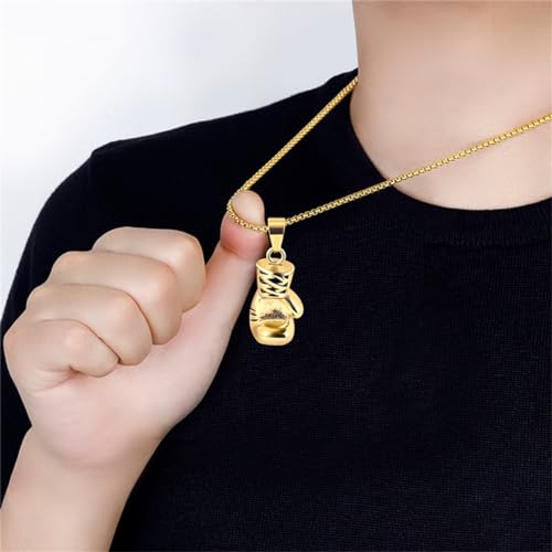 Boxing Gloves Necklace for Men, Punk Chain, Goth Glove Charm Pendant, Stainless Steel Necklace for Men Women2