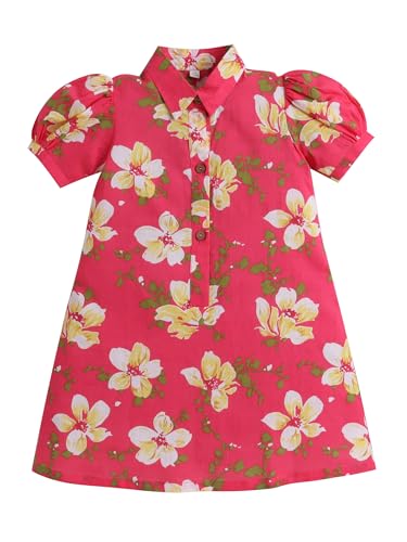 Image of The Magic Wand Printed Dresses for Kids Baby Girls, Fancy Stylish Knee Length One Piece Midi Frocks for Girls, Casual Dress for Summer Season