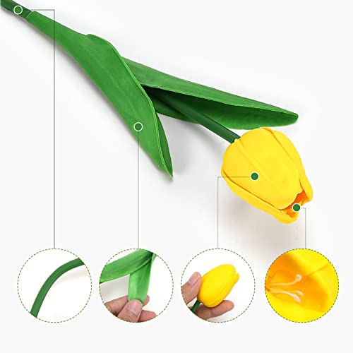 Omldggr 12Pcs Artificial Tulip With Metal Pot, 3 Pak Colorful Table Decor Tulip Flowers Artificial Potted Tulips For Home Table Mantle Office, Spring Party Decoration #TOP2