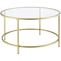 [en.casa] Mesa de Centro Kouvola 84 x 45,5 cm Mesa Auxiliar Redonda Mesita de Noche Mesa de café y té Dorado