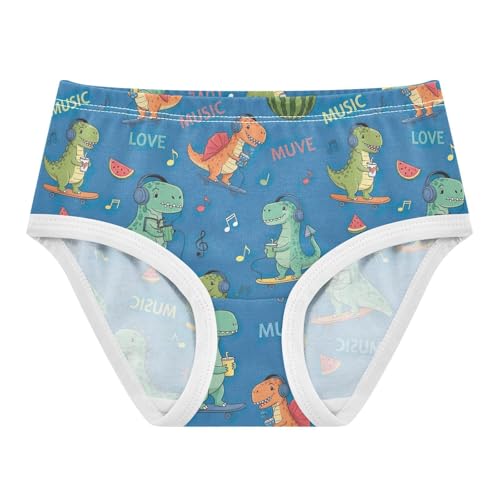 Joisal Girls Underwear Toddlers 2t Cotton Girl Panties Cute Florals Briefs Kids Undies Cartoon Dinosaur Listening Music