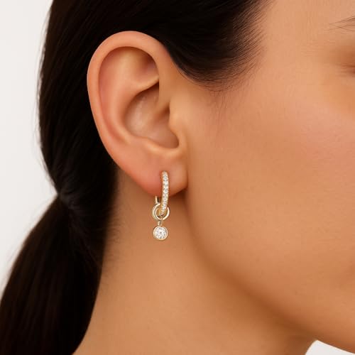 Gold Plated Small Huggie Hoop Cubic Zirconia Earrings for Women, Sparkling Pave Setting Huggie Earrings, Perfect for Special Occasions3