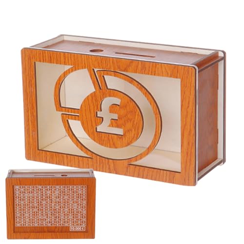 Salvadanaio in legno | Contatore di monete | Salvadanaio retrò, vasi per monete riutilizzabili, salvadanaio retrò riutilizzabile, vaso per soldi con contatore, cassa delle monete, banca di risparmio