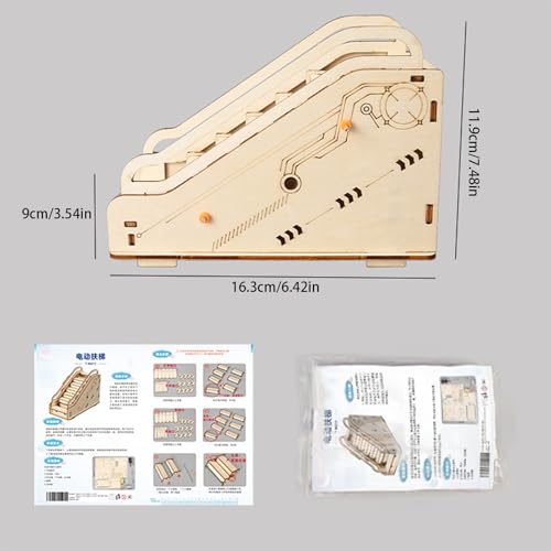 Kit De Aprendizaje De Escaleras Mecánicas - Modelo Científico De Madera De 6,4 Pulgadas | Juguete De Construcción Hecho A Mano | Dispositivo De Experimento Educativo para Adolescentes, Niños Y Niñas, - imagen 6