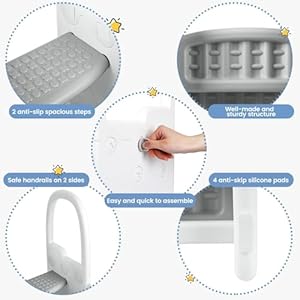 Toddler step stool for bathroom sink plastic toddler nursery 2 step stools for bathroom sink toilet potty training toddler stepping stoo with handrails gray  urban country home decor