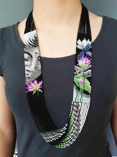 Pendientes ucranianos y collar multicolor hecho a mano con cuentas 3