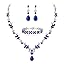 06-Necklace Earrings Bracelet Set-Blue Silver-Tone