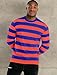 Zengjo Striped Shirt Mens Tshirt Long Sleeve(Orange/Blue,S)
