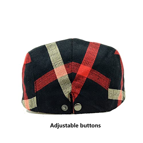 Image of Men's Plaid Striped Newsboy Ivy Flat Driving Golf Cap
