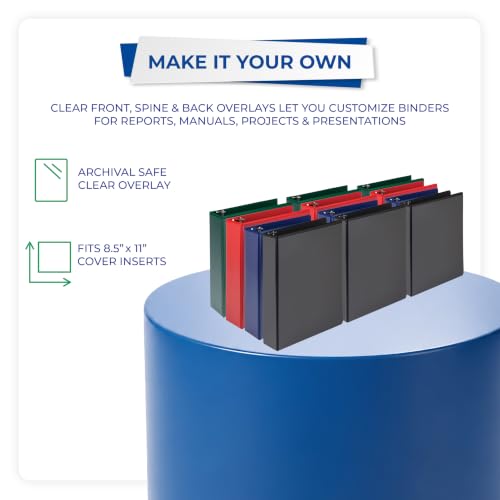 Image of Samsill Durable 2 inch 3 Ring Binder, D Ring Binder, 100% Recycled Chipboard, Basic Assortment,12 Pack