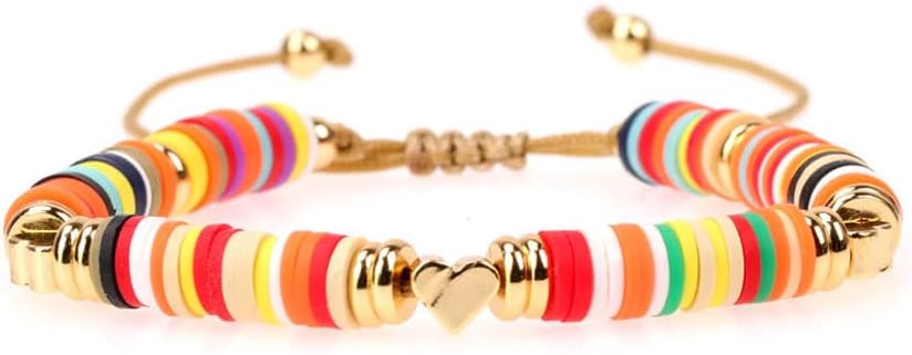 Yazilind Bracciale Regolabile In Argilla Perline Colorate - Stile Bohémien Per Donna E Ragazza - Gioielli Fatti A Mano - 3