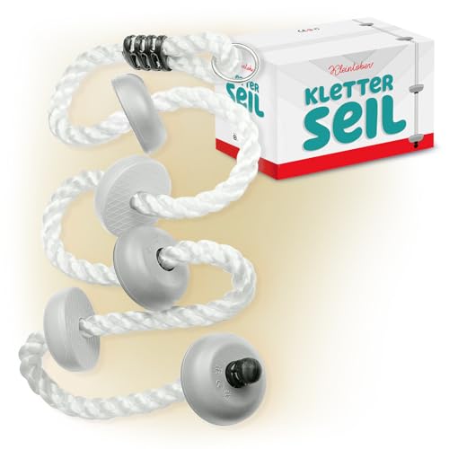 Kleintober Cuerda de Escalada Premium para niños I Juegos para Exterior e Interior I Incluye medallas motivacionales, guía con Ejercicios y Gancho de Seguridad I Juegos de Columpio y balancín