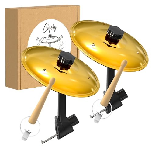 2 Pack Car Cymbal Air Vent, Mini Drum Crash Cymbal Set with Mini Drum Stick, Funny Musical Instruments Gadget for Drummer Music Lovers Gift, Compact Durable Car Accessory for Most Vehicles(Gold)