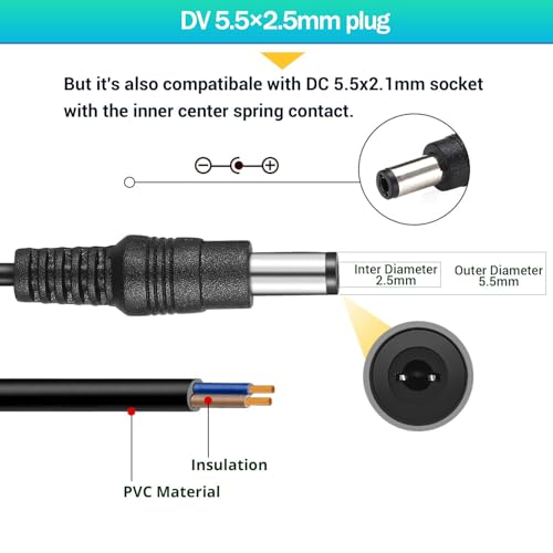 Image of 12V 5A 60W Power Supply Adapter for LED Strip, CCTV & Electronics | AC 100-240V to DC 12V Adapter with 5.5x2.1mm & 5.5x2.5mm Plugs for LED Strips, Cameras, 3D Printers & Routers