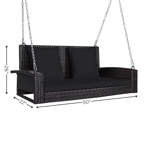 Image of Outdoor Jhula Without Stand for Balcony, Garden | Weather Resistant Rattan & Wicker Hammock Jhula for Adults Double Seater