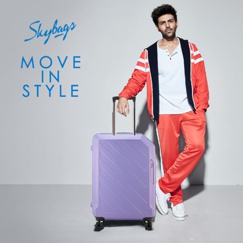 Image of Skybags Jerrycan Check-in Trolley Bag-65cm | Plastic,Premium Push Button Luggage with 8 Spinner Wheels & TSA Lock | Hardsided Suitcase for Travel | Periwinkle (Medium)