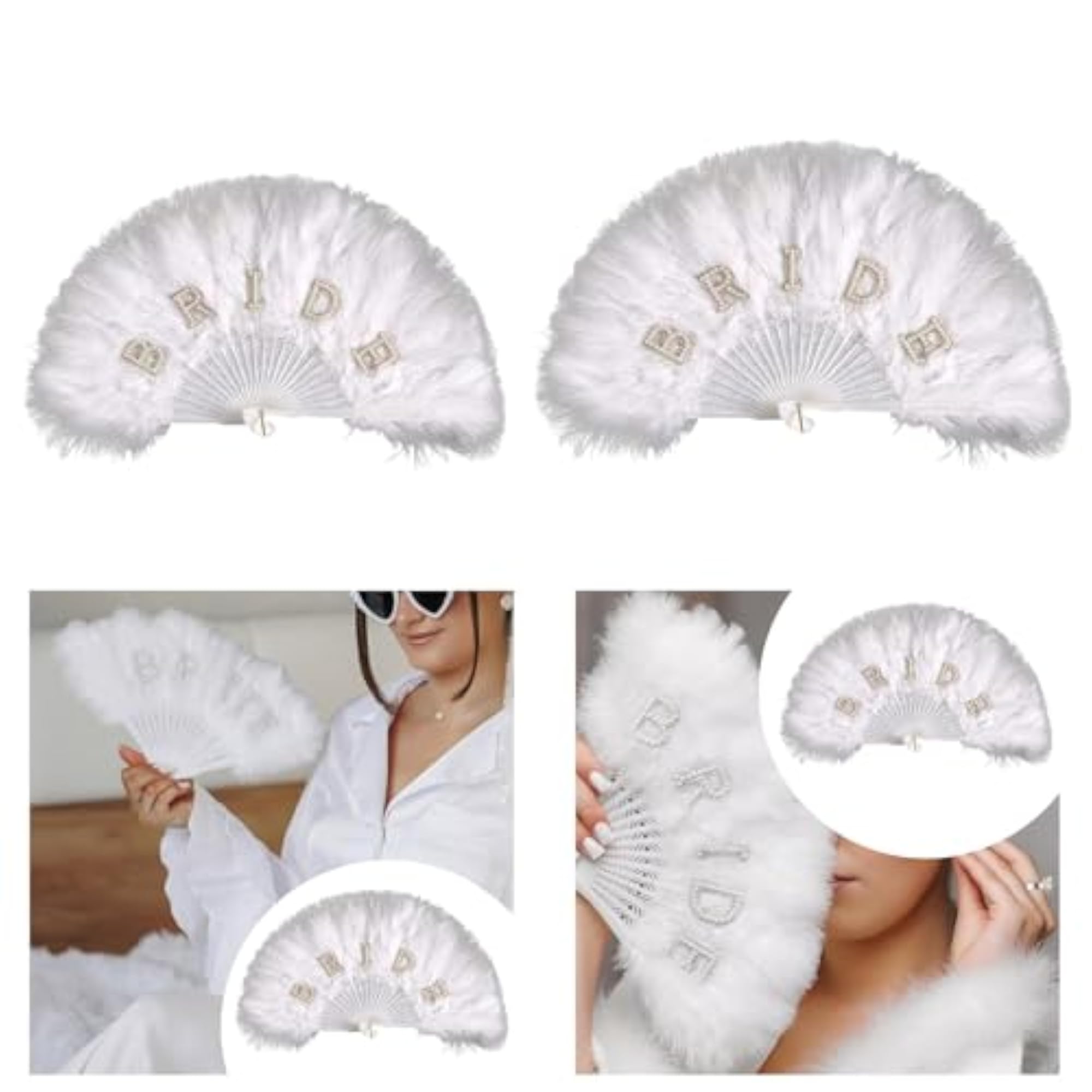 Feather Folding Fan Vintage Elegant for Line Dancing Tea Party