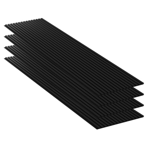 Lot de 4 - Panneaux Tasseaux Bois - 240 x 60 x 1.1cm - 5,76m² (Noir Mat)