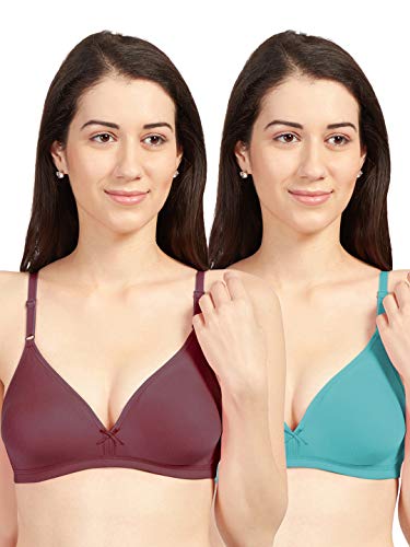 Image of SONARI Omania Womens Non-Padded Cotton Polyester Bras - Solid, Non-Wired, Medium Coverage, Hand Washable (Pack of 2)