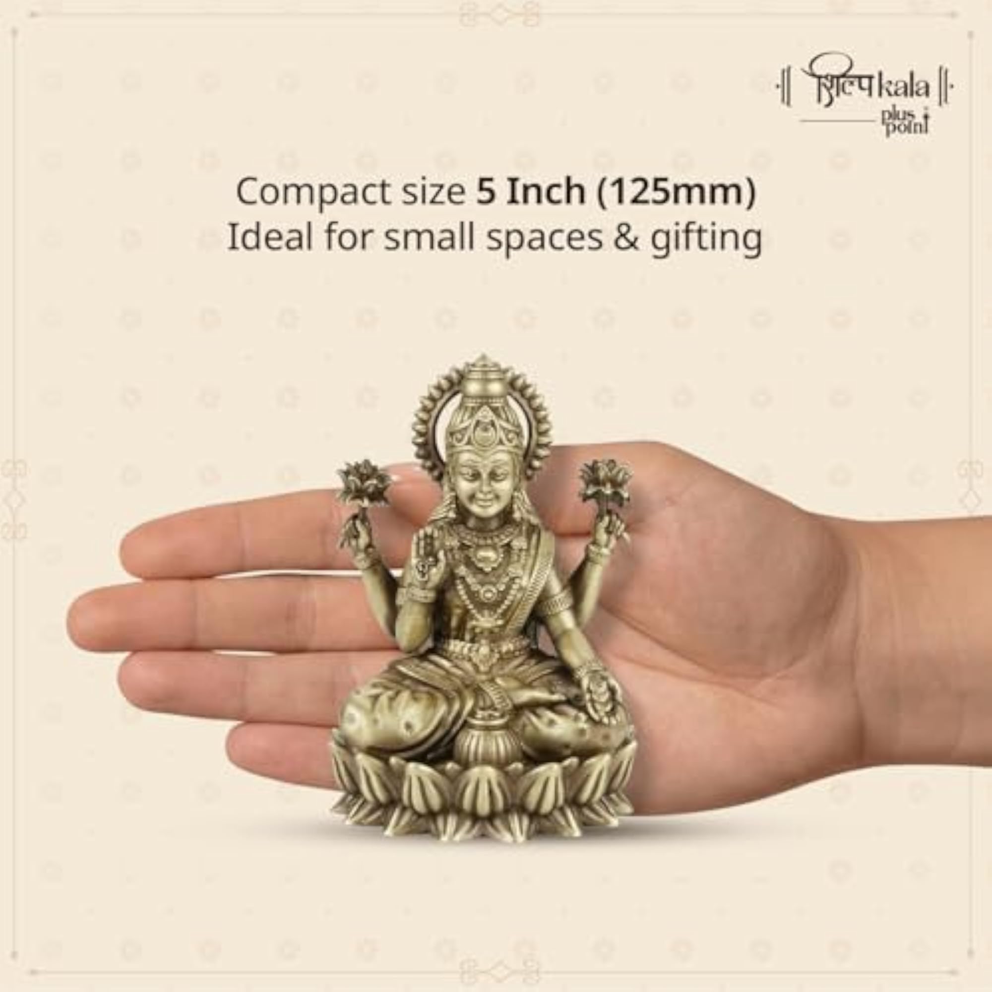 5 Inch Kamal Laxmi Brass Goddess Lakshmi Statue for Home Decor