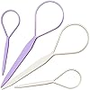 Teenitor 4pcs Pony Tail Hair Tools, 2 Pairs Hair Loop Styling Tool Ponytail Hair Pull Through Tool French Braiding Hair Tool, Hair Loop Styling Tool Hair Accessories for Women Girls Light Purple/White