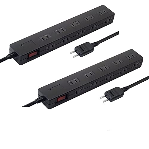 スタイルド 【2個セット】 雷ガード ブレーカー付 10個口 1500W 電源タップ 一括集中スイッチ マグネット スイングプラグ (AC10口・ブラック, 電源コード2m・2個セット)