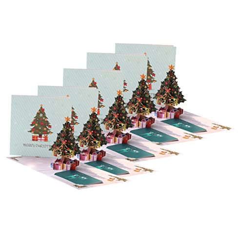 STOBOK 5Pcs 3D Cartões De Ano Cartão De Férias 3D Cartões De Papel Cartão De Natal Cartão De Natal D