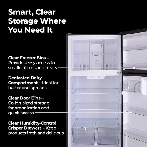 Kenmore 33" Top Mount Refrigerator with Freezer - Adjustable Shelving, Humidity-Controlled Crispers, Optional Ice Maker, LED Lighting, ENERGY STAR Certified, 20.5 cu. ft. Capacity - Black on Fridge.com
