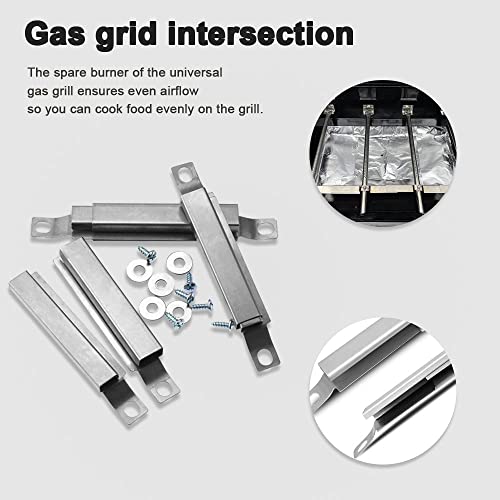 YICH Gasgrill Ersatzteile Crossover Brenner Gasgrill Crossover 3er-Pack Ersatzteile Gasgrill Crossover Tube für Centro Charbroil und Andere Crossover Rohr Übertrag Srohr BBQ Edelstahl Flammenbrücke