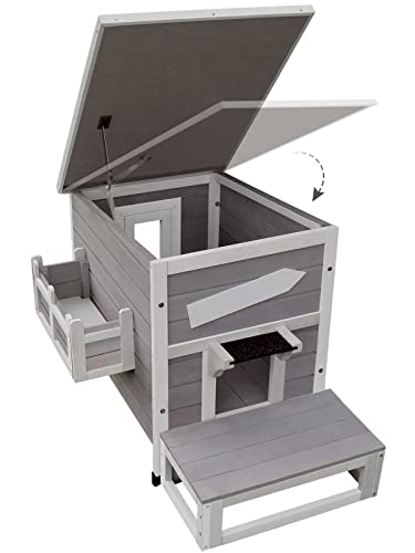 Outdoor Cat Shelter With Escape Door Rainproof Outside Kitty House #TOP3