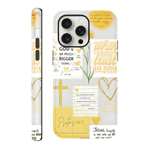 Coque iPhone 15 Pro Max esthétique mignonne à motif croix jaune