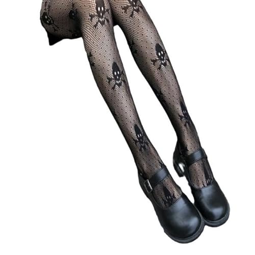Women Sexy Tights, Skull Fishnet Tights Halloween Black Tight Suspender Sexy Pantyhose Lace Thigh for Women