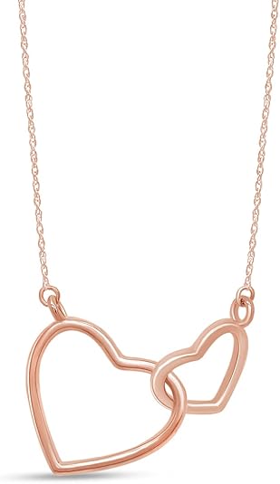 Double Heart Interlink Pendant Necklace 