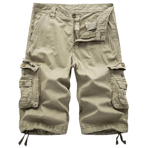 Short cargo en coton pour hommes coupe décontractée à poches zippées