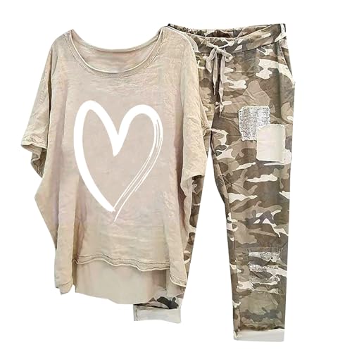 Conjunto de verano para mujer, de talla grande, ligero, informal, suelto, de verano, de algodón y lino, camiseta + pantalones de talla grande, transpirable, juego de playa con curvas y jogging, cómodo