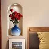Adesivi da parete rimovibili 3D con fiori verdi in vaso, decalcomanie in vinile per la decorazione di interni di casa e ufficio (D)