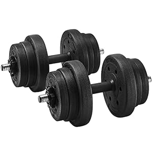 SONGMICS Halterset, dumbbells, set van 2, 2 x 10 kg, halters, kunststof, halterstangen, gewichten en gekartelde starlocks SYL20HV1