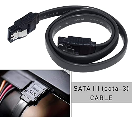 Image of SEEMECX (22cm, Pack of 1 SATA III 6Gbps Straight Data Cable | High-Speed Internal Connector Wire for SSD, HDD, CD /DVD Drive | Durable PVC Coated Cable - Black