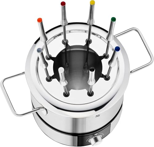 Foto von WMF Lono Fondueset für 8 Personen, Fondue elektrisch, 1400 W, Temperaturregulierung, Gabel-Halterung, Induktionstopf 1,2l, Hot Pot, edelstahl matt
