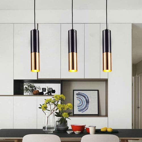 Suspension cylindrique en métal durable noir avec spot LED intégré - 3