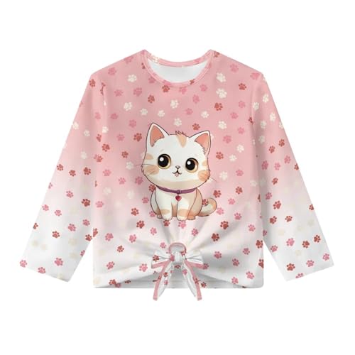 Ystardream Long Sleeve Shirts for Girls' Tops Tees & Blouses with Front Tie Knot